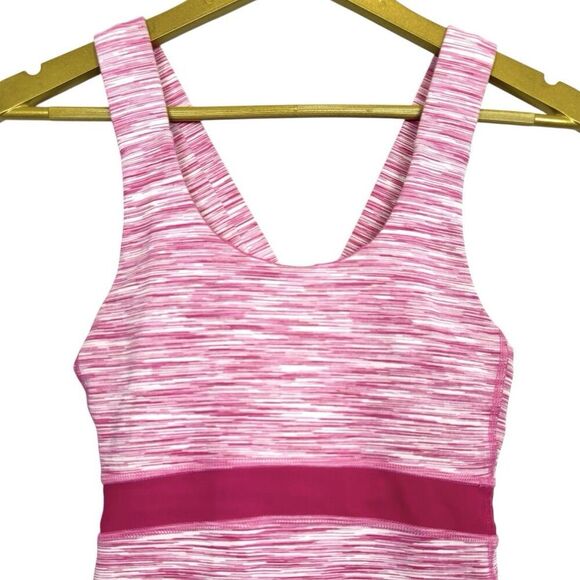 Lululemon Womens Scoop Neck Tank Top Size 8 Stretch Mesh Built in Bra Cross Back - Picture 3 of 8